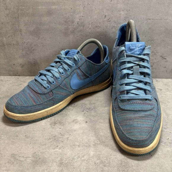 Nike Air Force 1 Light Flyknit Blue Textile‎ Sneakers Men's Size 7 Shoes - Picture 1 of 7